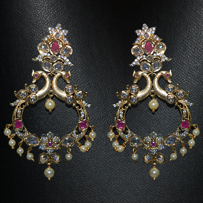"1grm Fancy Gold coated Ear tops (Chandbali)- MGR-1117-001 - Click here to View more details about this Product